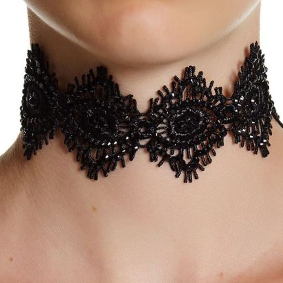Amrita Singh Jewelry - Amrita Singh Black Marta Lace ChoKer Necklace